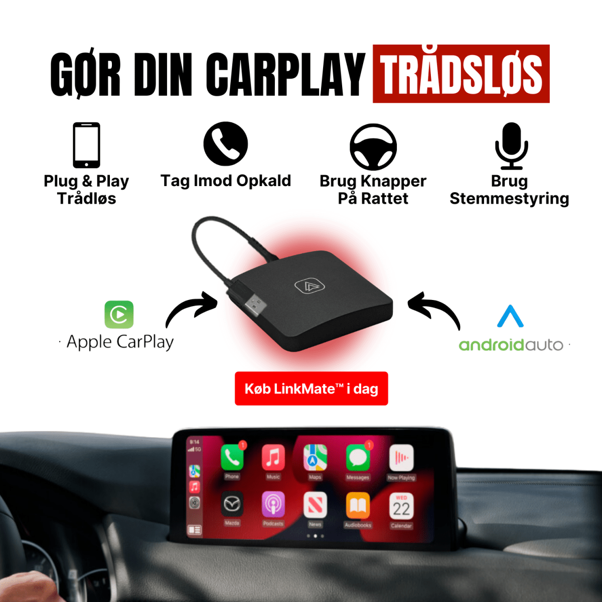 LinkMate™ - Trådløs CarPlay adapter - GearGoods
